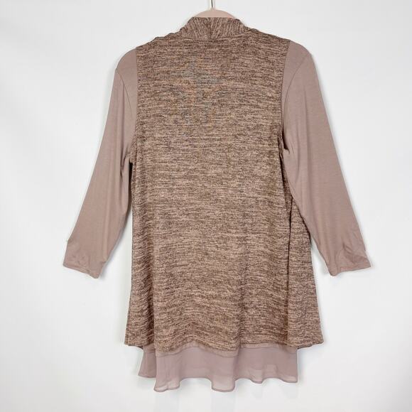LOGO by Lori Goldstein Womens Sweater Knit Vest Knit Top Set XS Mauve Brown - Picture 5 of 5